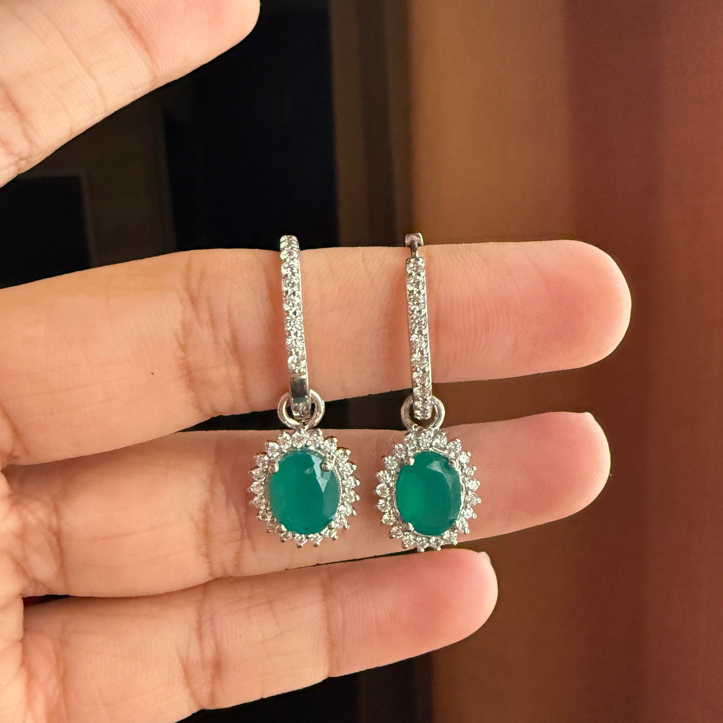 Ovelyn Natural Green Onyx Drop Earrings