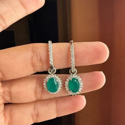 Ovelyn Natural Green Onyx Drop Earrings