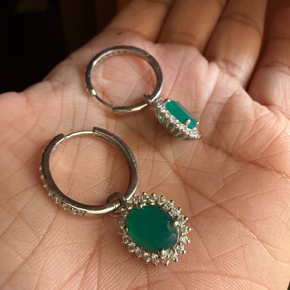 Ovelyn Natural Green Onyx Drop Earrings