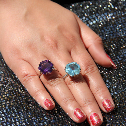 Frozen Flame Amethyst Ring