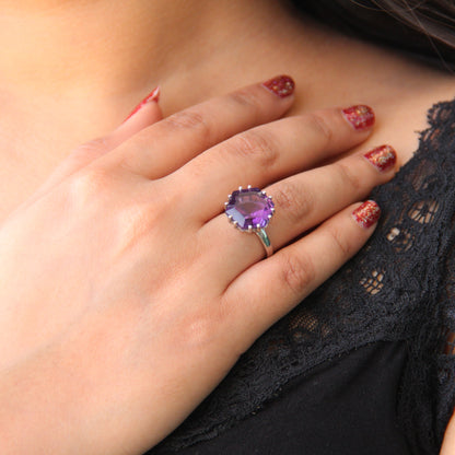 Frozen Flame Amethyst Ring