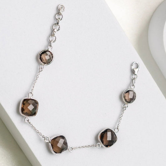 Amber Mosaic Smoky Quartz Bracelet