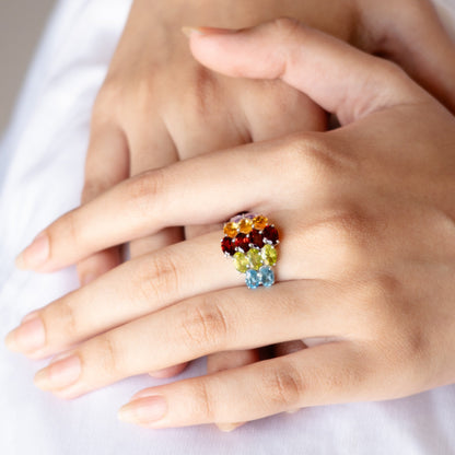 Honey Comb Multi Stone Ring