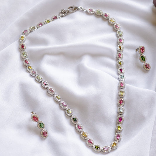 Gemlet Multi Tourmaline Necklace With Earrings