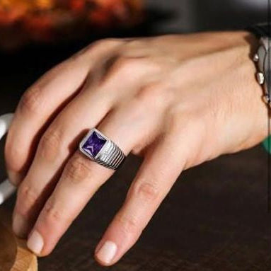 Draven Natural Amethyst Men's Ring