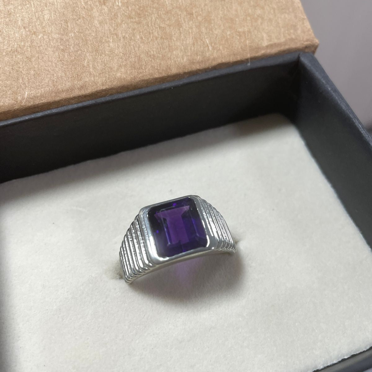 Draven Natural Amethyst Men's Ring