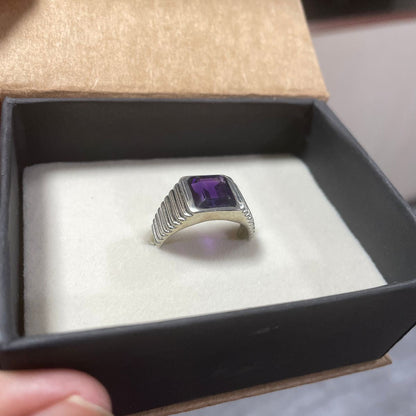 Draven Natural Amethyst Men's Ring
