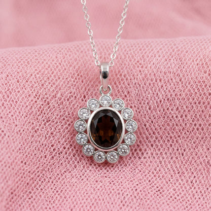 Mystic Gleam Smoky Quartz Pendant With Chain