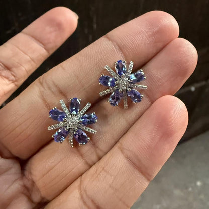 Tanza Bloom Natural Tanzanite Stud Earrings