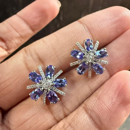 Tanza Bloom Natural Tanzanite Stud Earrings