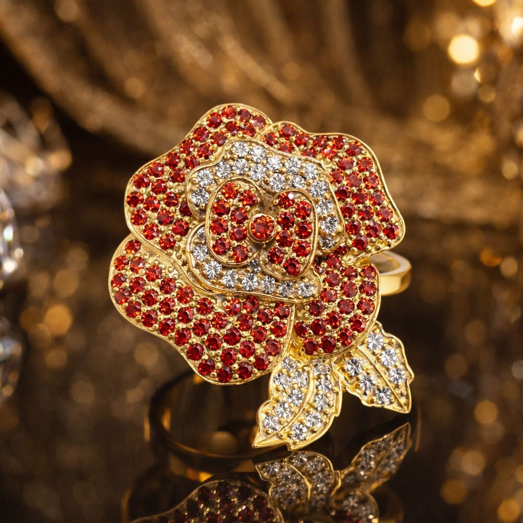 Rosella Natural Garnet Cocktail Ring