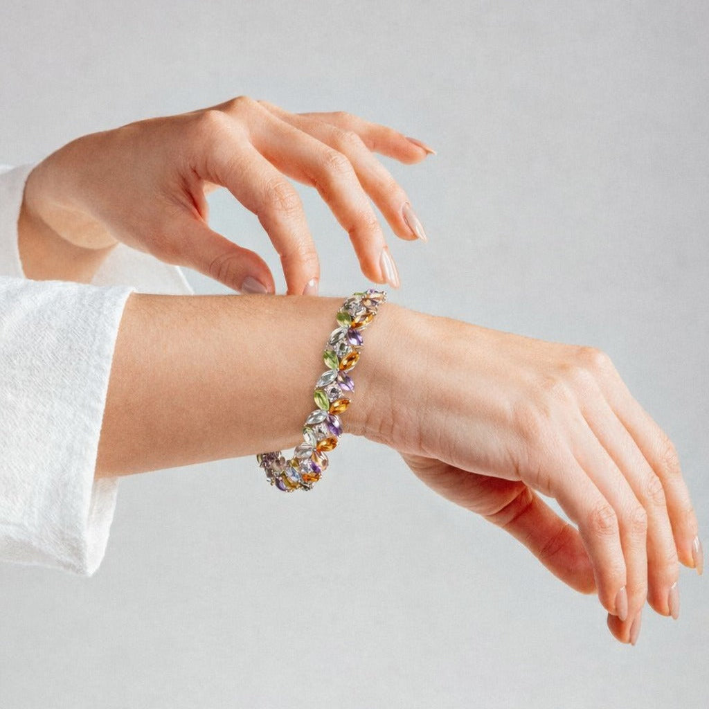 Multigemstone 925 Tennis Bracelet