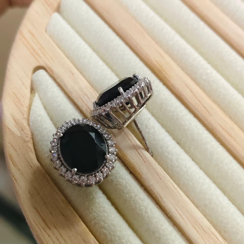 Oval Statement Black Onyx Studs