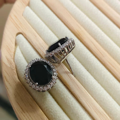 Oval Statement Black Onyx Studs