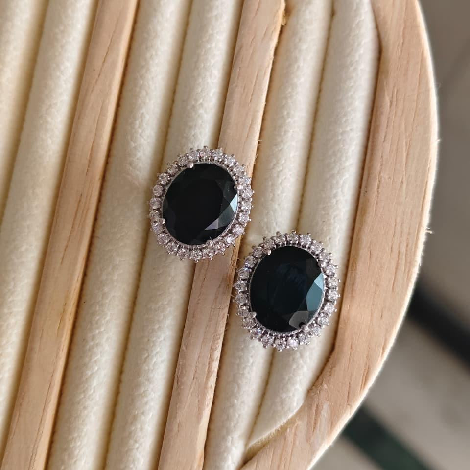 Oval Statement Black Onyx Studs