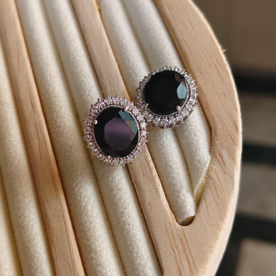 Oval Statement Black Onyx Studs