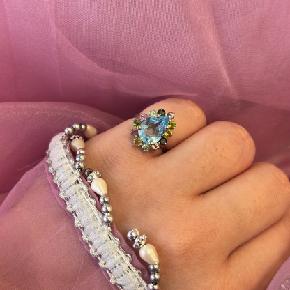 'Ocean Harmony' Multi Gemstone 925 Silver Ring