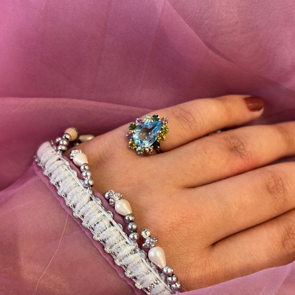 'Ocean Harmony' Multi Gemstone 925 Silver Ring