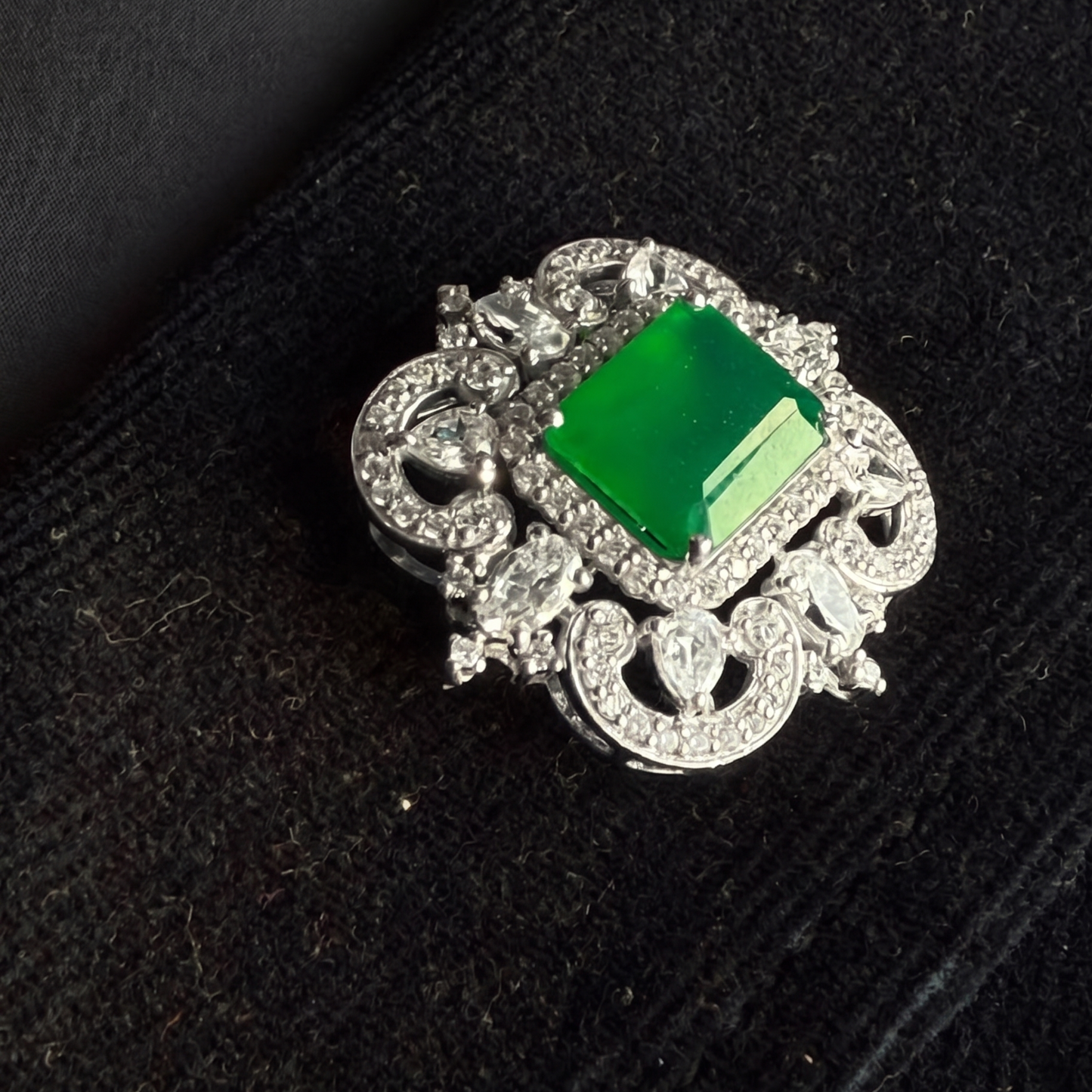"Imperial" Natural Green Onyx Brooch + Pendant