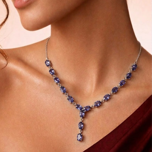 'Symphony' Natural Tanzanite Silver Necklace