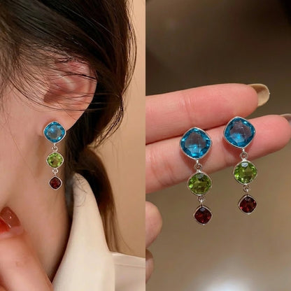 Gem Drop Silver Earrings