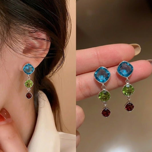 Gem Drop Silver Earrings