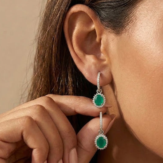 Ovelyn Natural Green Onyx Drop Earrings