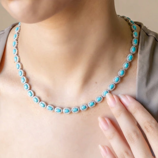 Gemlet Turquoise Necklace With Earrings
