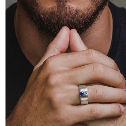 Orion Natural Blue Topaz and Lapis Men's Ring
