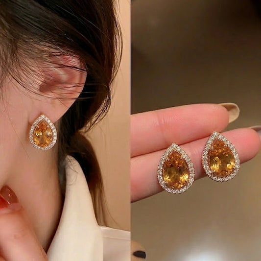 Pear of Joy Citrine Studs