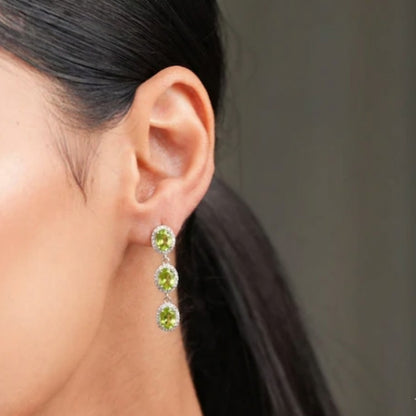 Trinity Glow Natural Peridot Earrings