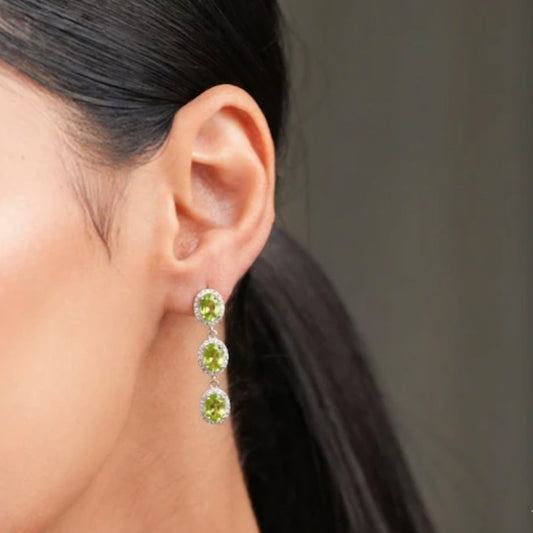 Trinity Glow Natural Peridot Earrings