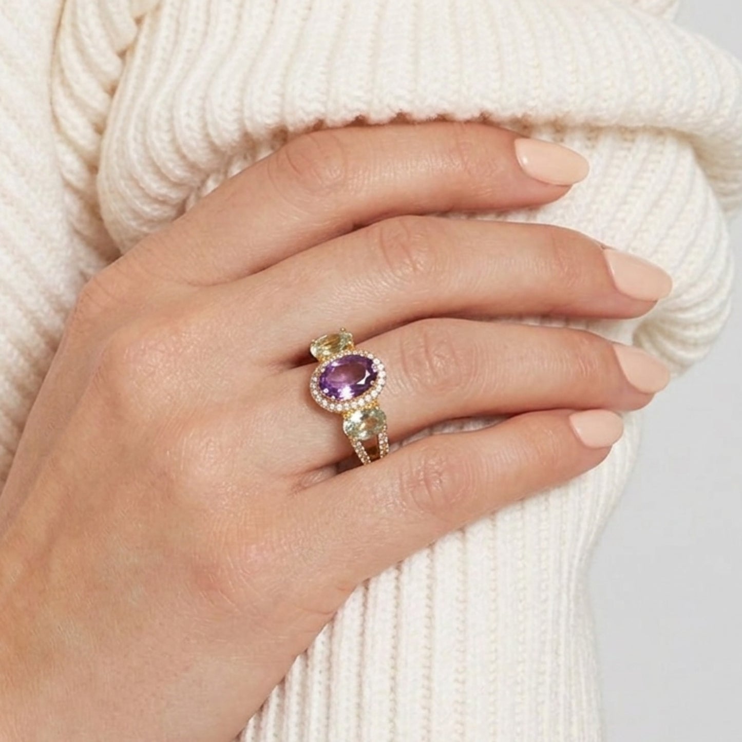 Duo Harmony Amethyst Ring