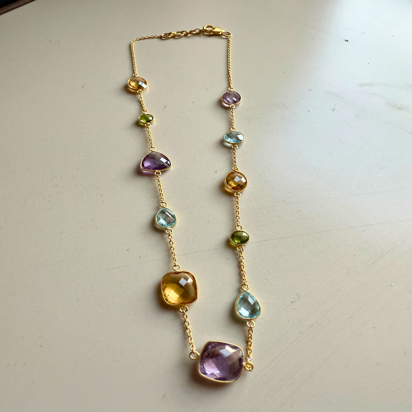 GemMedley Natural Gemstones Chain with Gold Vermeil