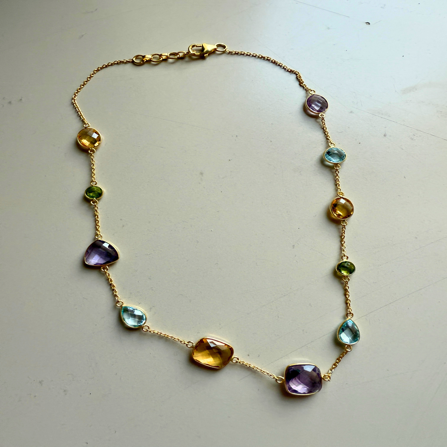 GemMedley Natural Gemstones Chain with Gold Vermeil