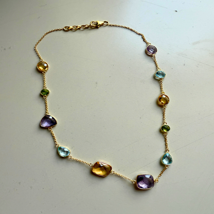 GemMedley Natural Gemstones Chain with Gold Vermeil