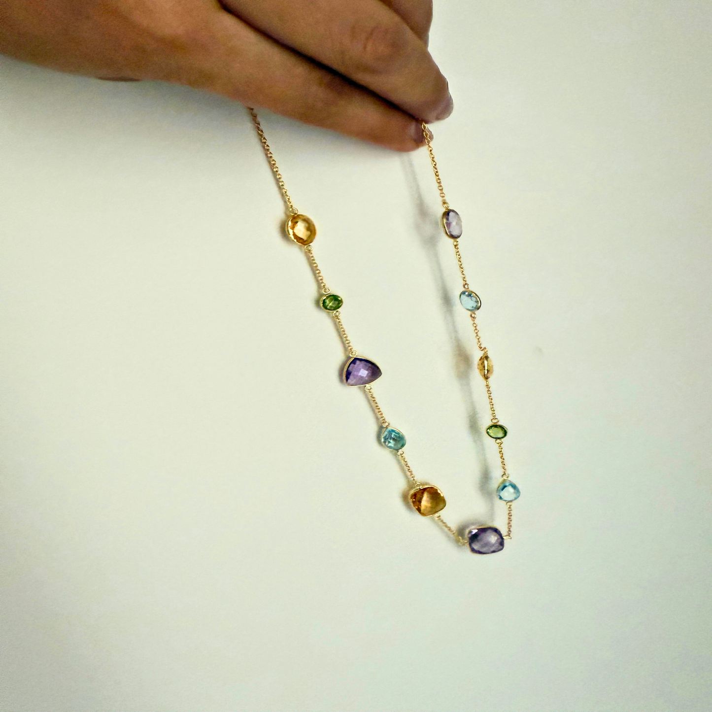 GemMedley Natural Gemstones Chain with Gold Vermeil