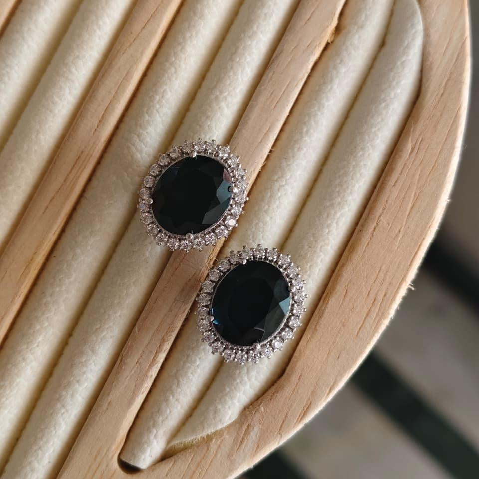 Oval Statement Black Onyx Studs