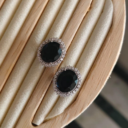 Oval Statement Black Onyx Studs