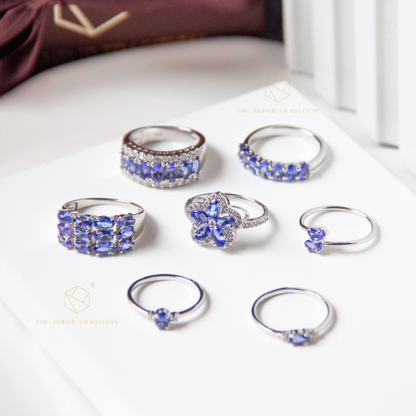 TanzBloom Natural Tanzanite Silver Ring