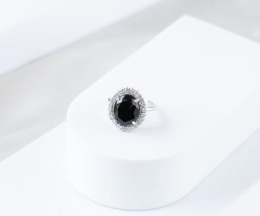 Oval Black Onyx Statement Ring