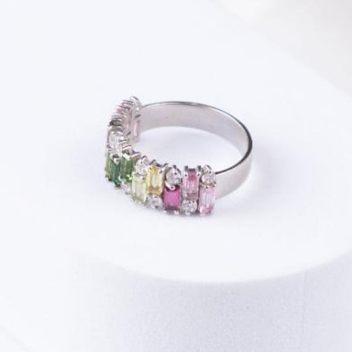 Gem Grid Multi Tourmaline Ring Band
