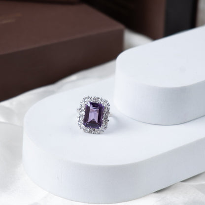 18 Carats Natural Amethyst Ring And Pendant Set