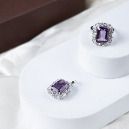 Halo Majesty Natural Amethyst Ring